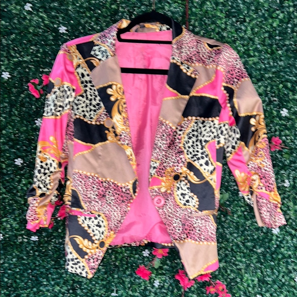 Vibrant Pink and Black Women's Jacket